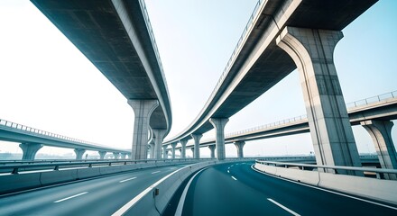 Naklejka premium Elevated Highway Overpass and Interchange for Urban Commuting