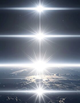 Sunlight shining through Earths atmosphere layers.
