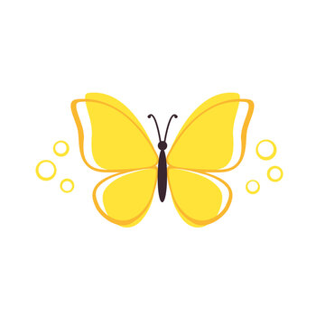 Butterfly silhouette yellow colored graphic design