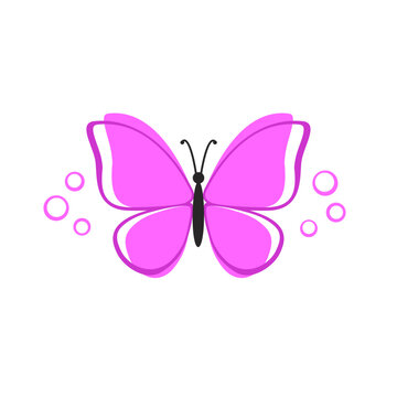 Butterfly silhouette lilac colored graphic design