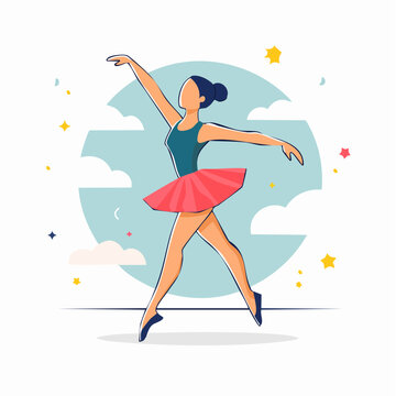 Ballerina Dancing with Stars and Clouds