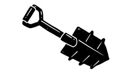 Black shovel icon, simple illustration on white background, garden tool © Labib