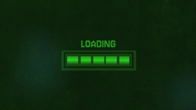 Segmented Retro Loading Meter on Vintage Green Computer Display