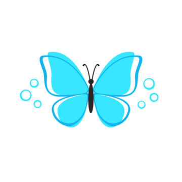 Butterfly silhouette light blue graphic design