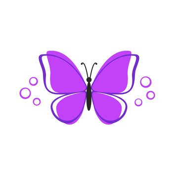 Butterfly silhouette purple colored graphic design