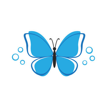 Butterfly silhouette blue colored graphic design