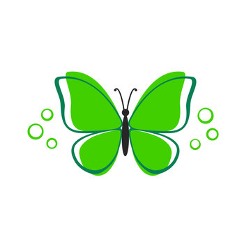 Butterfly silhouette light green graphic design