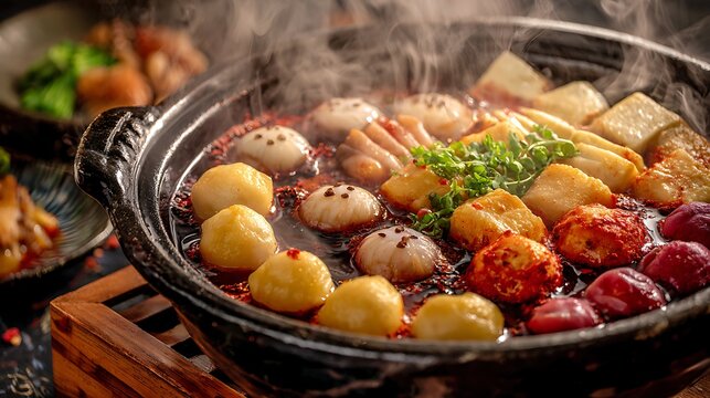 Gourmet Meatball and Vegetable Stew in Clay Pot / クレイポットで煮込んだグルメなミートボールと野菜のシチュー