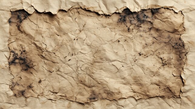 Aged Parchment Document with Stained and Burnt Edges / シミと焦げ目が刻まれた歴史を感じる羊皮紙ドキュメント