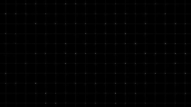 Grid pattern animation with tiny dots. Grid pattern abstract digital design. Grid pattern technology background graphic on black background.