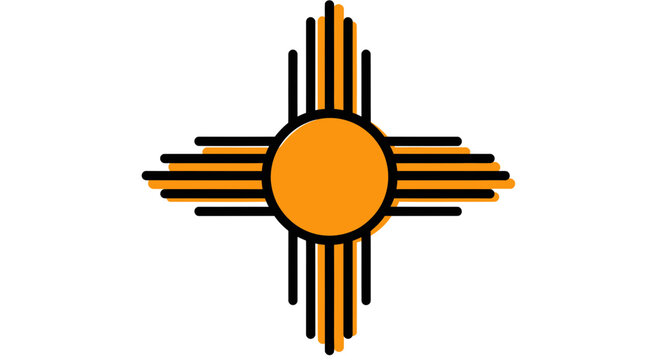 New Mexico Zia Sun Symbol Abstract Graphic Design, Orange and Black