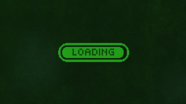 Rounded Pixel Loading Interface on Retro CRT Terminal Screen