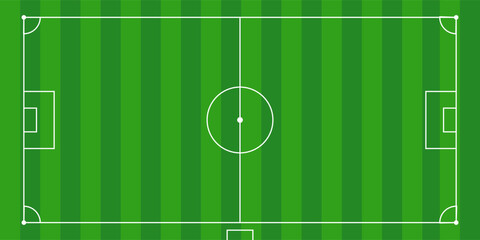 Soccer field in flat style on green color gradient. Football stadium concept © M.I.Arfad