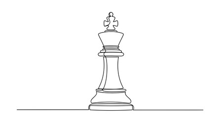 Fototapeta premium Single Line Drawing Chess King Piece