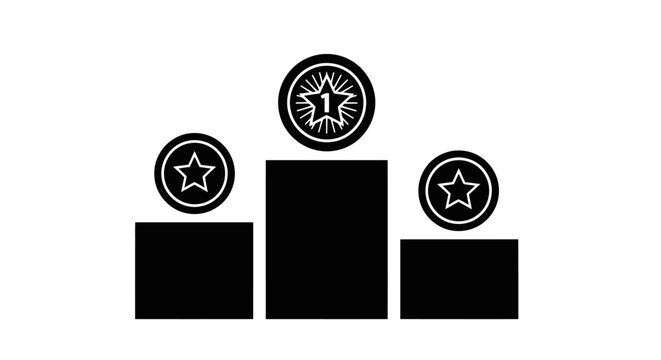 Podium with awards and rank 1 medal