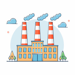 Fototapeta premium Factory with Smokestacks Emitting Smoke