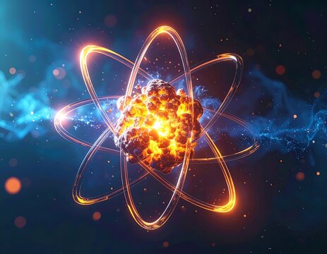 Vibrant Atomic Structure in Space.