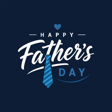 Happy Father's Day" elegant script typography with blue heart and bow tie icon on a soft light background