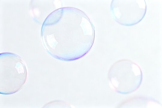 Floating soap bubbles with iridescent colors