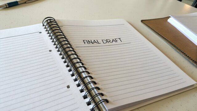 Blank Notebook Page With Final Draft Text for Writing Projects
