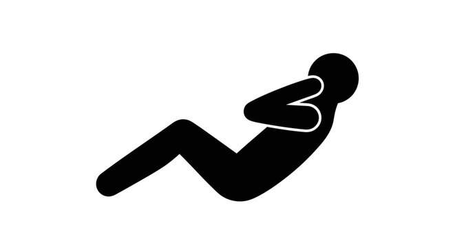 Sit-up silhouette depicts a person performing core abdominal exercises to improve physical fitness.