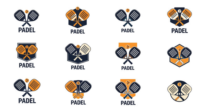 Collection of padel racket and ball logos.