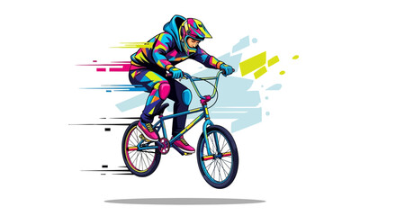 Obraz premium Professional cyclist riding a bicycle quickly.