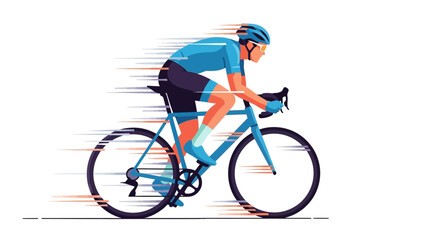 Fototapeta premium Professional cyclist riding a blue bicycle.