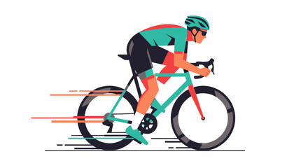 Fototapeta premium Cyclist riding a bicycle quickly outdoors.