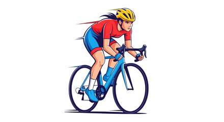 Fototapeta premium Cyclist riding a bicycle quickly outdoors.