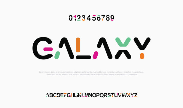 Galaxy, minimal modern color alphabet fonts. Typography bold typeface design for sport, technology, fashion, digital, future creative logo font. vector illustration