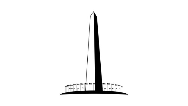 Washington Monument symbol, black isolated vector silhouette