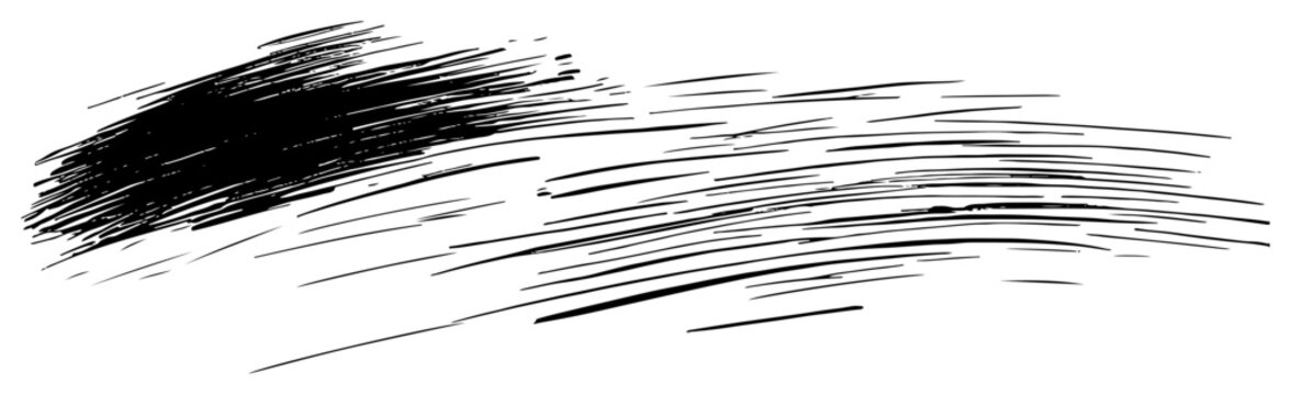 Dynamic speed lines and motion hatching effects in hand drawn sketch style