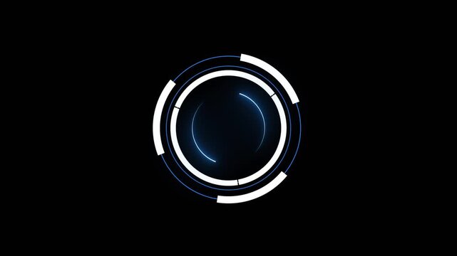 Futuristic circular HUD element with blue lights. Futuristic circular HUD for digital technology interface. Futuristic circular HUD animation for tracker.