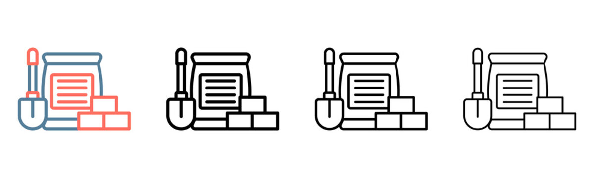 Construction Materialst Icon Collection Set Different Style