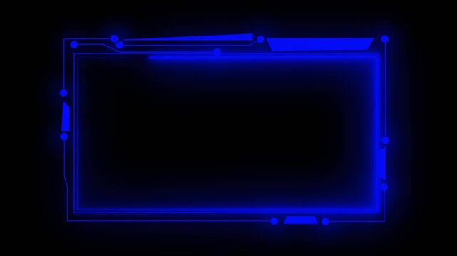 Vibrant blue futuristic digital frame with neon. Vibrant blue futuristic frame for modern UI design. Vibrant blue futuristic frame animation for tech.