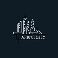 Fototapeta premium Architects logo with city buildings.