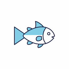 Obraz premium Blue and white cartoon fish swimming.