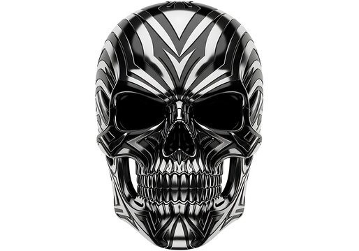 Black and white tribal zebra skull line art illustration