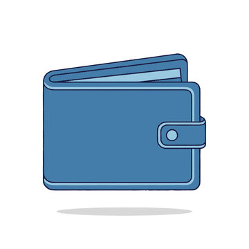Blue leather wallet with strap.