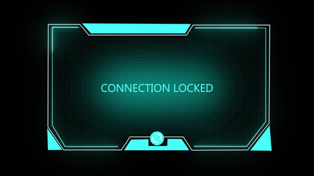 Connection locked message on futuristic digital screen. Connection locked for secure data encryption warning. Connection locked animation for cyber safety.