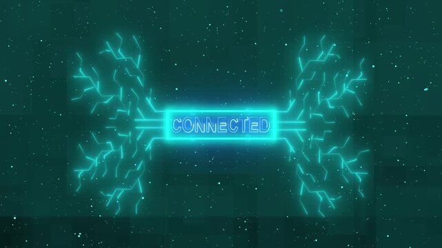 Neon connected network technology background animation. Neon connected network for digital data flow. Neon connected network for internet communication.