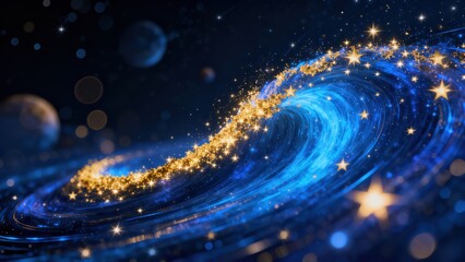 Fototapeta premium Cosmic wave with stars and planets