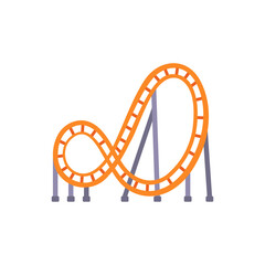 Fototapeta premium Orange roller coaster track for amusement park thrill ride, colorful illustration 