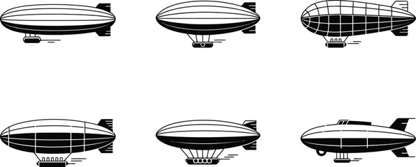 Vintage Airship and Zeppelin Silhouette Vector Collection © Ahamedpicu