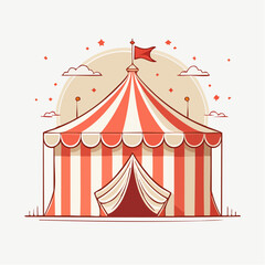 Fototapeta premium Illustration of a Red and White Striped Circus Tent
