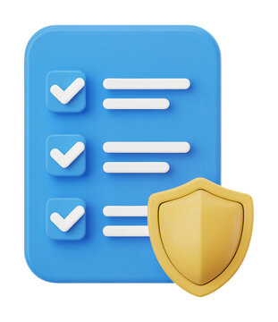 Checklist with Security Shield Icon Concept for Data Protection and Verified Tasks