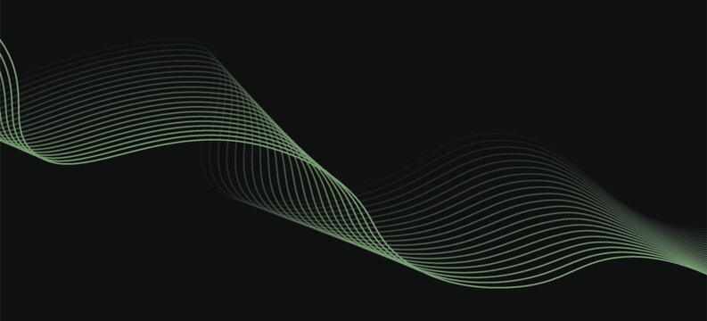Lime Green Wavy Lines on Dark Backdrop%3A A Serene and Dynamic Abstract Art Piece Showcasing Flowing Energy and Geometric Precision for Design and Technology Projects