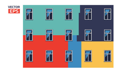 Colorful Building Facade with Many Windows © Ahda