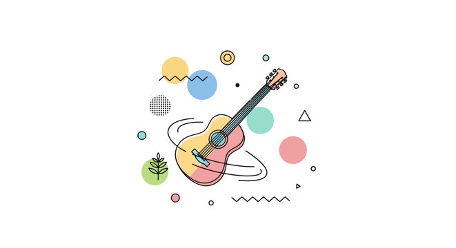 Acoustic Guitar With Abstract Shapes